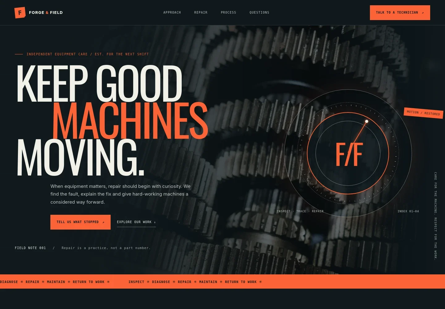 Repair Of Equipment Website Template