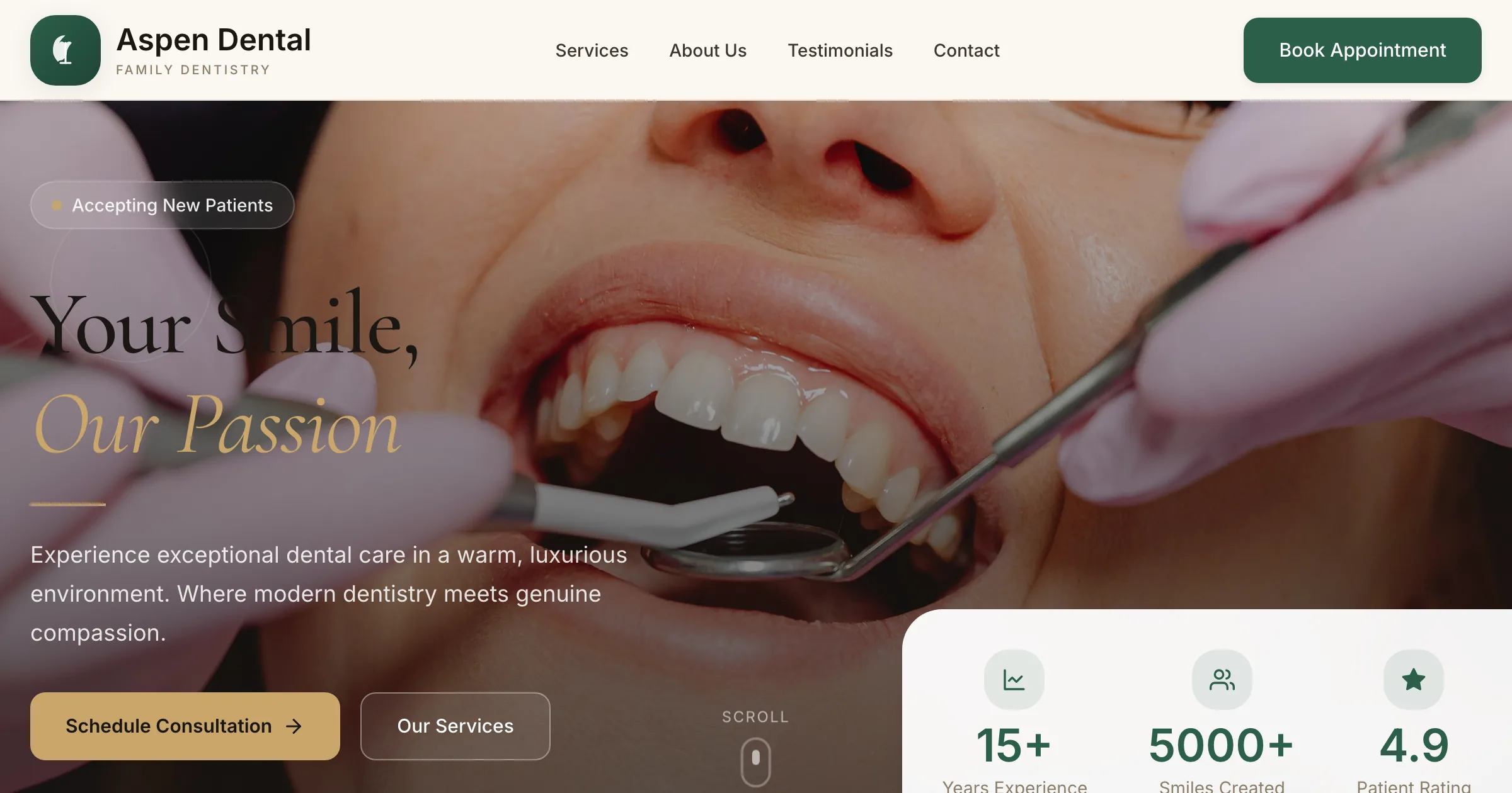 Aspen Dental revamp redesign — AI-generated modern redesign by Revamp in approximately 2 minutes
