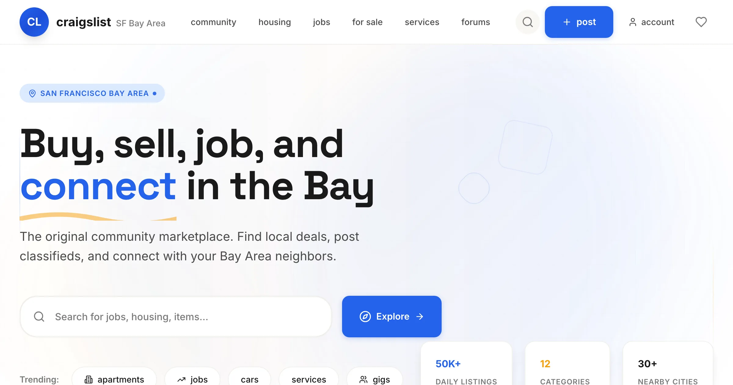 Craigslist revamp redesign — AI-generated modern redesign by Revamp in approximately 2 minutes