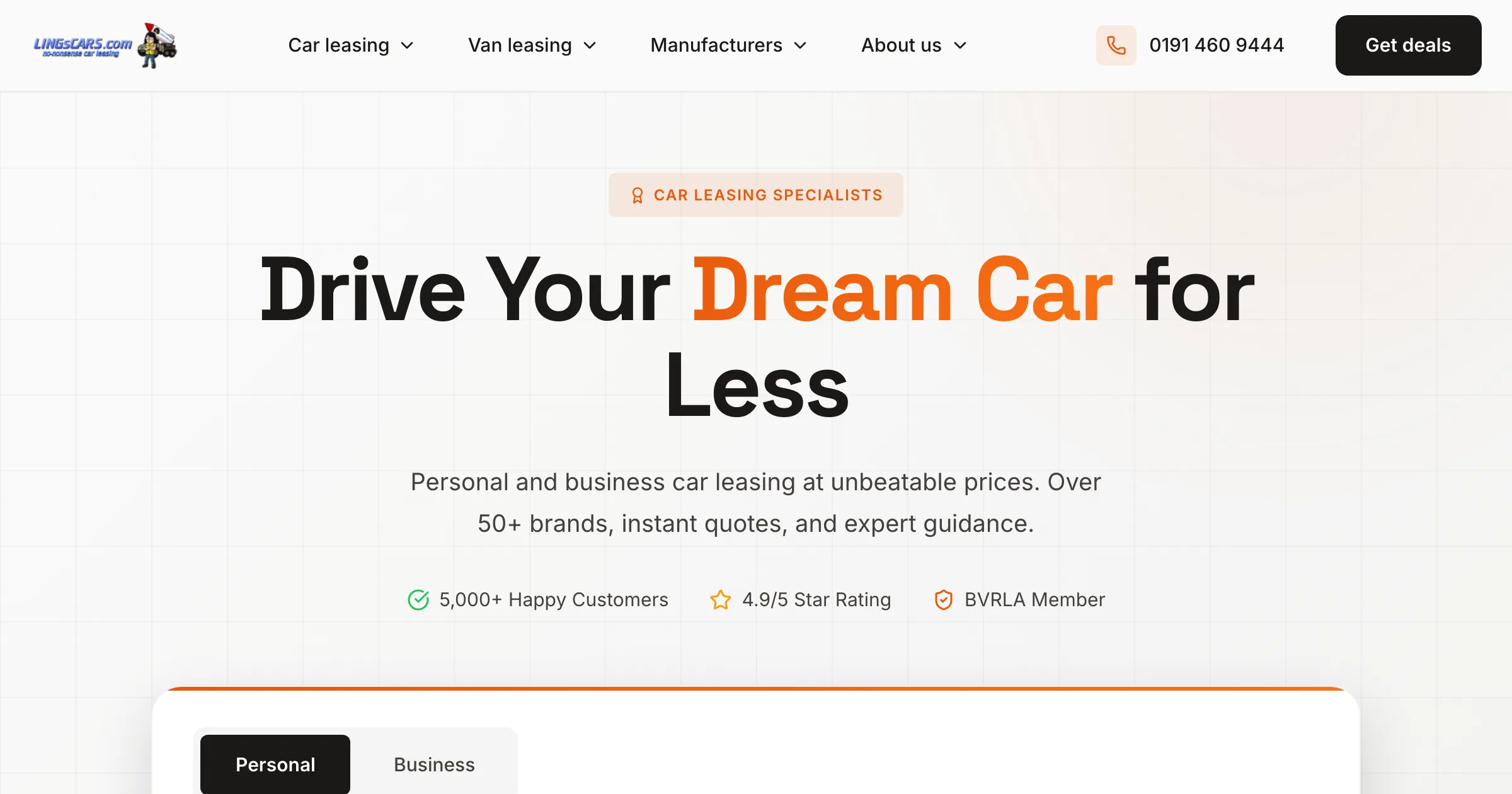 Lingscars revamp redesign — AI-generated modern redesign of the famously over-the-top UK car leasing site, produced by Revamp in approximately 2 minutes